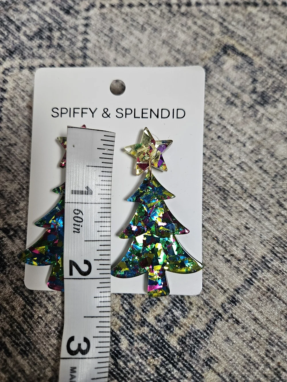 Multicolor Glitter Christmas Tree Drop Earrings